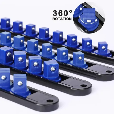 1 unidade 360 °   Organizador de soquete giratório 1/4 3/8 1/2 qualidade premium soquete clipe suporte ferroviário soquete suporte deslizante manga ferroviário rack ferramentas