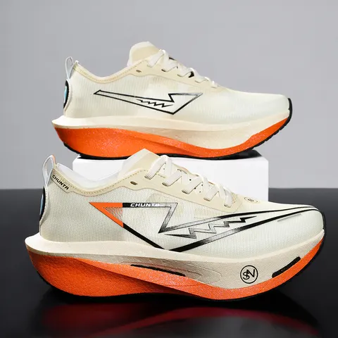 Tênis de Corrida Masculino Marathon com Placa de Carbono, Esportivo Especializado, Respirável, Leve, Confortável, Feminino, Tênis Atlético Chunta