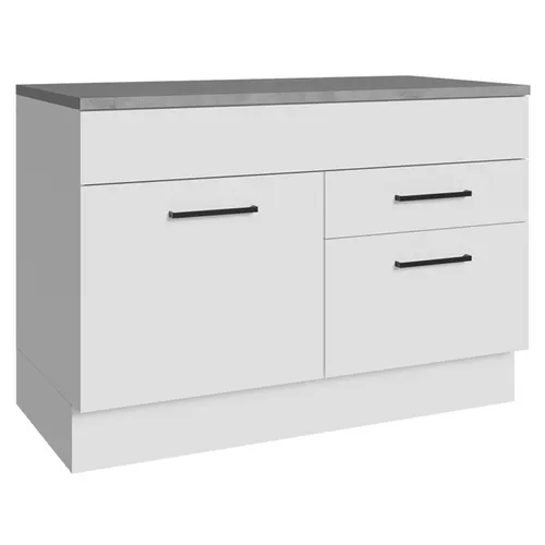 Balcão Gabinete 120 x 60 cm 1 Porta 2 Gavetas Branco (Com Tampo) Agata Madesa