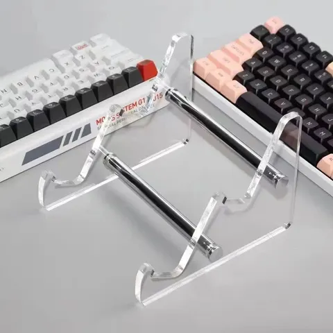 Suporte e elevador transparente para teclado mecânico em acrílico, suporte para teclado de computador, bandeja de armazenamento para teclado de mesa.