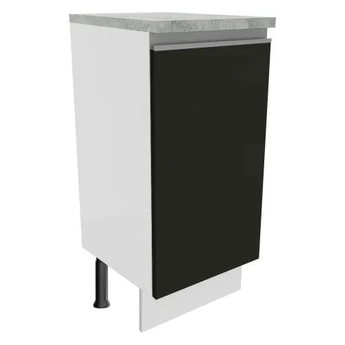 Balcão Madesa Glamy 35 x 60 cm 1 Porta (Com Tampo) Branco/Preto