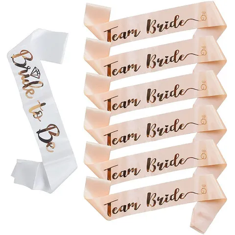 1 conjunto de faixa de cetim para festa de despedida de solteira, ouro rosado, decoração de festa de solteira, casamento, chá de panela, suprimentos de decoração