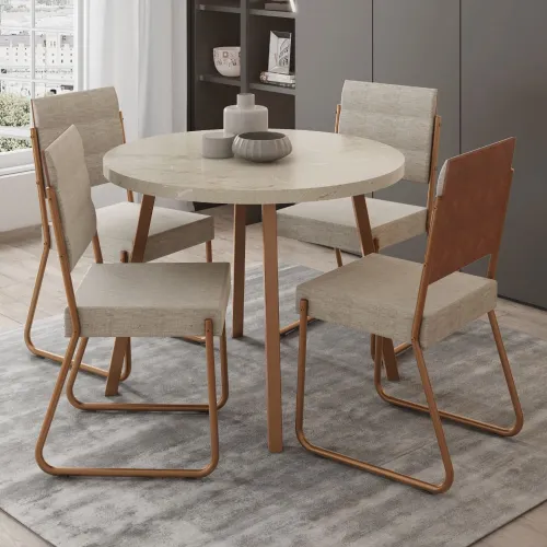 Conjunto Sala de Jantar 4 Cadeiras Dália Carraro Petra Rose