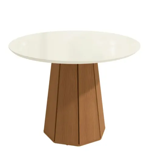 Mesa de Jantar Kappesberg CSJ1545-CN0WV8 Madeira Redonda 80x105x105cm Canela/off White