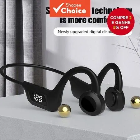 JS7 Fones de Ouvido de Condução de Ar Compatibilidade Inteligente Bluetooth 5.4 Bateria de Longa Duração com Display Dig