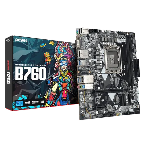 Placa-mãe PCYES B760 DDR5 M.2 NVMe LGA1700 M-ATX PCYB760-14G64