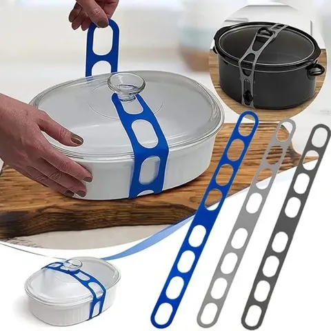Alça de tampa de silicone reutilizável universal tampa fixação cinto elástico acampamento ao ar livre panelas equipamentos acampamento