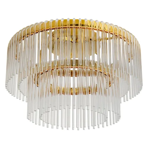 Plafon Led de Sobrepor Aço Inox Dourado 100w 3000k Cascata