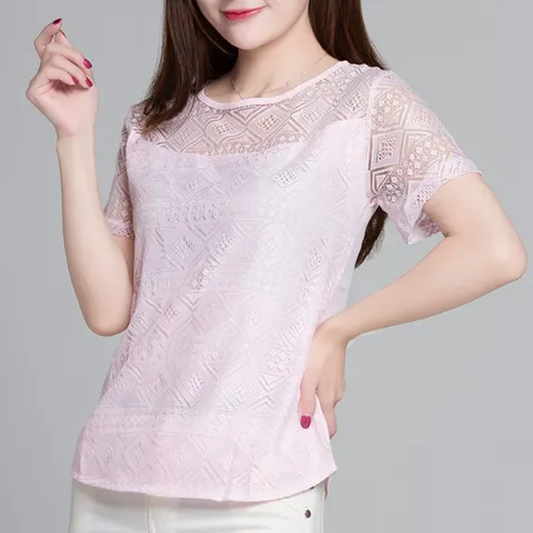 Nova blusa feminina chiffon com renda e crochê, camiseta feminina coreana blusas tops camisa branca blusas justas