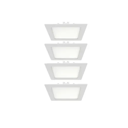 Kit 4 Plafons LED Embutir Quadrado 12W 780LM Branco 17CM
