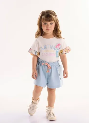 Conjunto Aumigo Infantil com Blusa e Short Off White