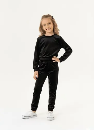 Conjunto Infantil Feminino Blusão e Calça em Veludo (Preto) Guloseima