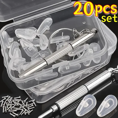 Almofadas de Nariz para Óculos com Chave de Fenda, Ferramentas de Reparo de Substituição de Óculos em Silicone Macio com Câmara de Ar, Almofada de Nariz Antiderrapante