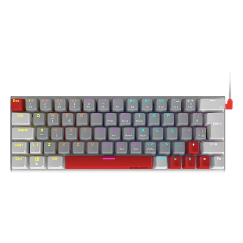 Teclado Mecânico PCYES Kuromori White Ghost Red Switch LED Rainbow PTKMWG60RD