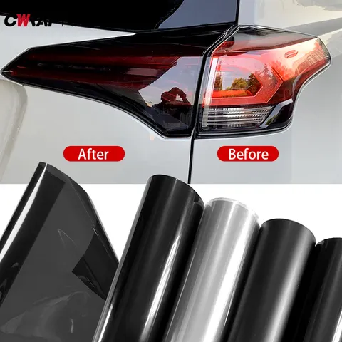 Filmes de PVC Fumê Preto de 40cm para Faróis e Lanternas Traseiras, Adesivo de Cobertura para Acessórios de Carro e Motocicleta