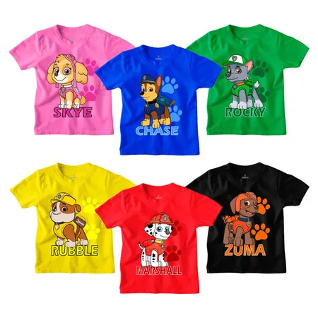Camiseta Infantil Patrulha Canina Desenhos 100% Algodão Fantasia Ref 2