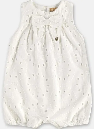 Macaquinho Regata para Bebê Menina em Laise com Laço (Off White) Up Baby
