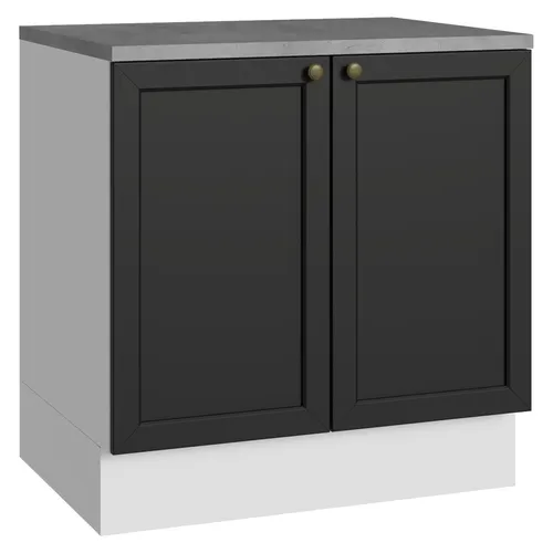 Balcão de Cozinha 80 cm 2 Portas Branco/Preto Vik Madesa