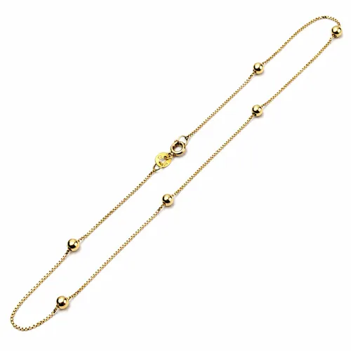 Tornozeleira Veneziana 25 cm com 6 Bolas em Ouro 18K