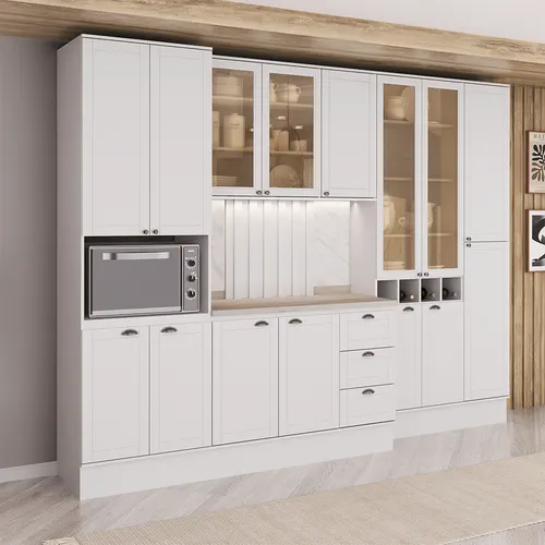 Armário de Cozinha Completa com Balcão Milla Rina Carraro Branco