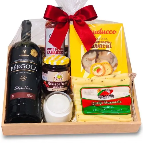 Presente Vinho Pérgola e Delícias Gourmet