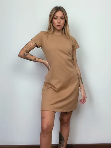 Vestido T-Shirt Camisetão Aveloz Caramelo