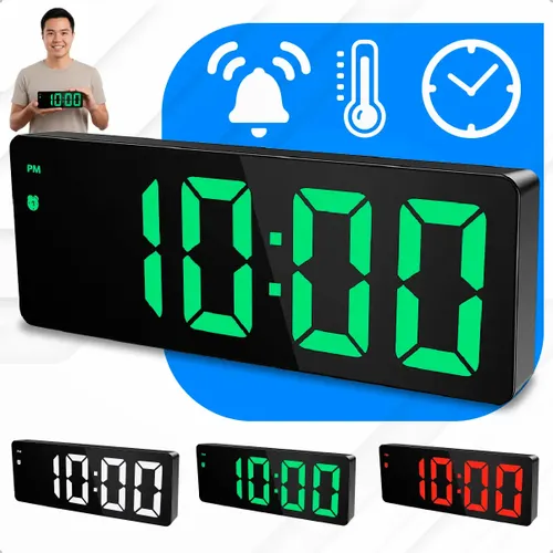 Relógio Digital de Mesa Led com Data e Alarme Marca Homeroarte Verde