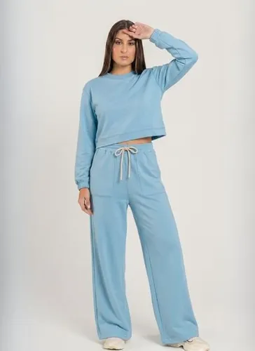 Calça Feminina em Moletom sem Felpa (Azul) Just Basic