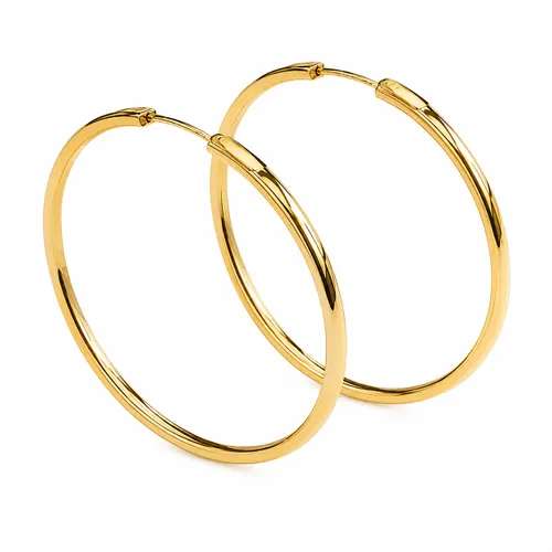 Brinco Argola Coração com Fio Quadrado 2,5 cm em Ouro 18K