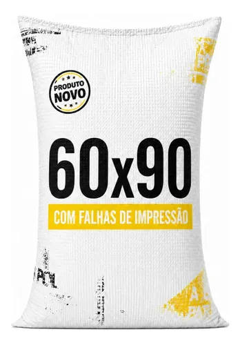 50 Sacos de Ráfia 60x90 com Impressão Entulho Obra Grã Branco