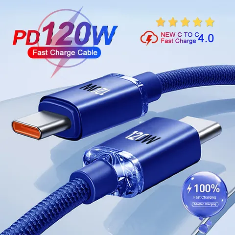 120w cabo de carregamento super rápido tipo c para tipo c cabo carregador de telefone cabo de dados para xiaomi samsung huawei usb c cabo de carga rápida