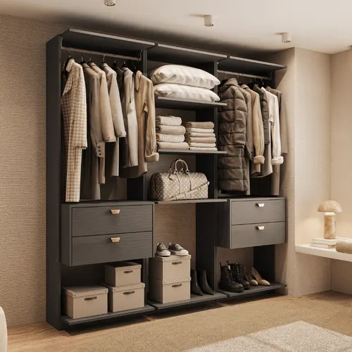 Closet 4 Gavetas Alasca Preto Touch Carraro