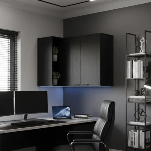 Aéreo de Canto 2 Portas Miami Carraro Preto Touch Escritório