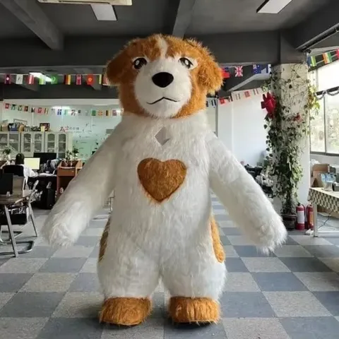 Fantasias Infláveis de Cachorro Fofo e Peludo para Halloween, Natal e Festas Temáticas, Sem Bateria, Sem Carregador