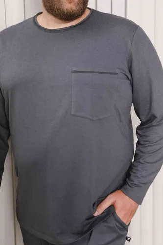 Kit Conjunto Pijama Masculina Básica Cinza Mescla