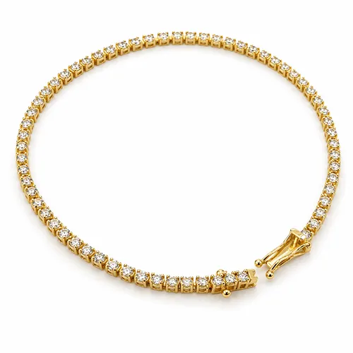 Pulseira 20,5 cm Riviera com 70 Diamantes 2 Pontos em Ouro 18K