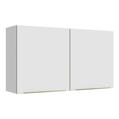 Armário Aéreo Madesa Lux 120 cm 2 Portas Branco/Branco Veludo