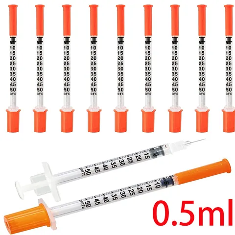 50pcs/10pcs/1pc Seringas Veterinárias Plásticas Descartáveis de 0,5ml com Agulhas, Adequadas para Animais de Estimação e Animais de Fazenda; Seringas