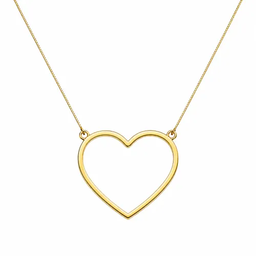 Colar 40 cm Veneziana com Coração Contorno Ouro 18K