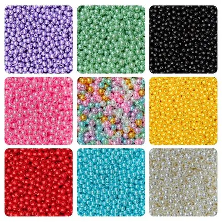 Pérola 8mm ABS 8mm 100 Unidades Miçangas Inteira Furo Passante Artesanato Bijuteria