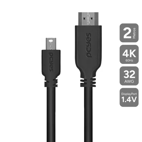 Cabo PCYES Mini DisplayPort para HDMI 2.0 2M 4K 60Hz PMDPH4K-2