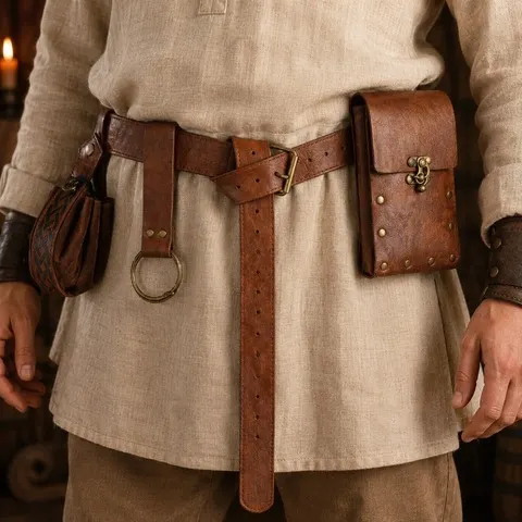 Conjunto de acessórios para cintura de mercadorista viking medieval, fantasia de Halloween para cosplay, para homens e mulheres.