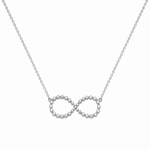 Colar Gargantilha 40 cm com Símbolo do Infinito Cravejado com Zircônias em Prata 925