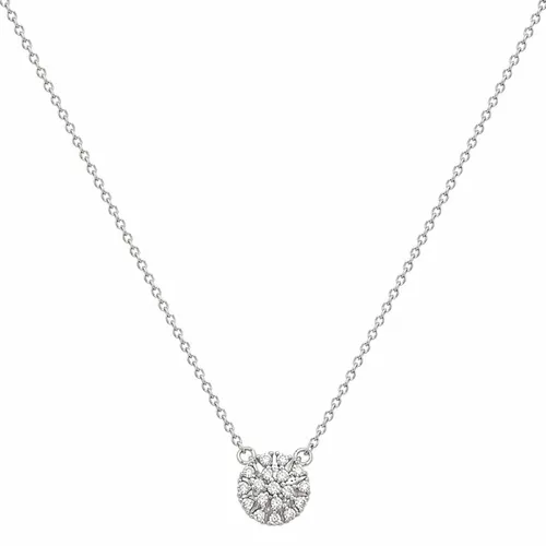 Colar 45 cm Prata Flor Redonda com Zircônias