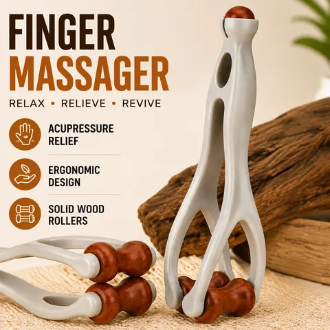 Massageador de Dedos de Madeira para Alívio de Pontos de Acupuntura, Cuidado das Articulações das Mãos, Ferramenta de Massagem de Acupressão, Relaxamento das Mãos
