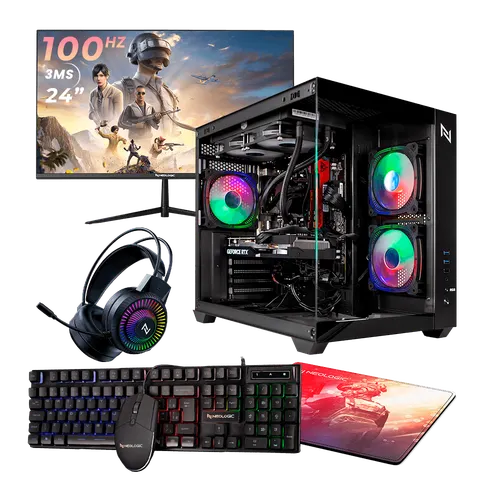 Pc Gamer Completo Ryzen 5 5600GT, 16GB 3200Mhz (Radeon Vega 7), SSD 480GB, 500W 80 Plus, Monitor 24" 100Hz - NLI87596