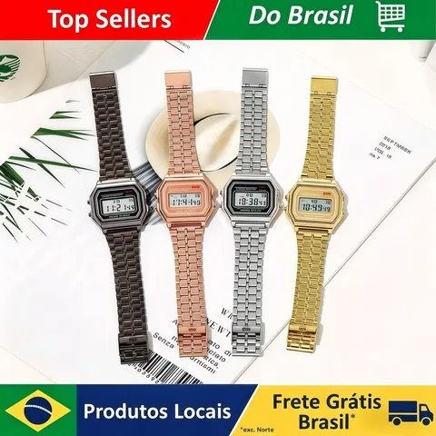 Relógios Digitais LED de Luxo para Homens em Aço Inoxidável Dourado Prata Relógio Eletrônico de Moda para Negócios Relógios Masculinos