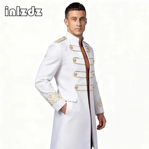 Fantasias de Halloween para festas masculinas, colete de palco, estilo medieval retro, fato de palco steampunk para homens, colete de banda de marcha.