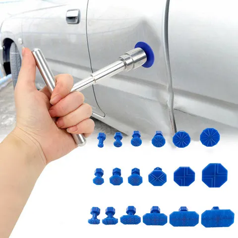 Extrator de Amassados para Carros, Kit de Ferramentas para Reparo Automotivo com 18 Abas de Cola Plásticas e Removedor de Amassados com Cabo Plástico Universal para Acessórios Automotivos