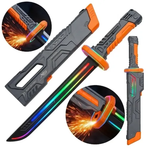 Espada Katana com Led RGB 44cm DARK SHADOW XS Recarregável Brinquedo Inpari